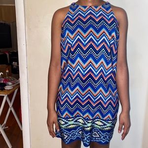 A. Byer Sleevless Multi Zig Zag Pattern Dress